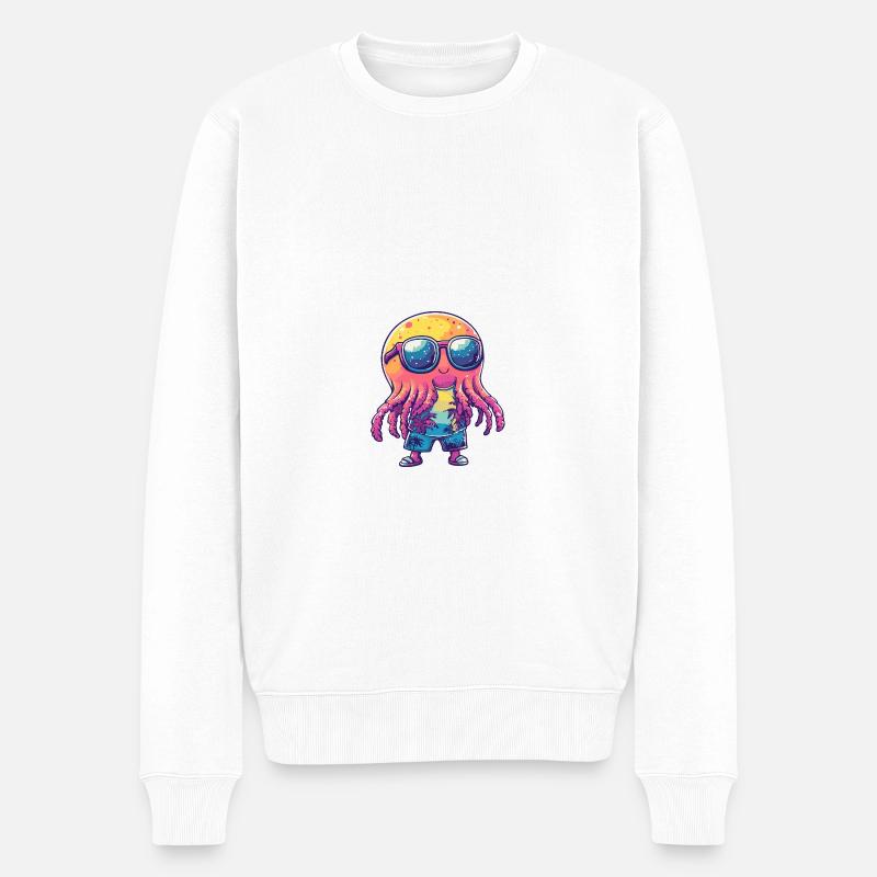 Qualle Comic Urlaub - Männer Premium Bio Pullover - Weiß