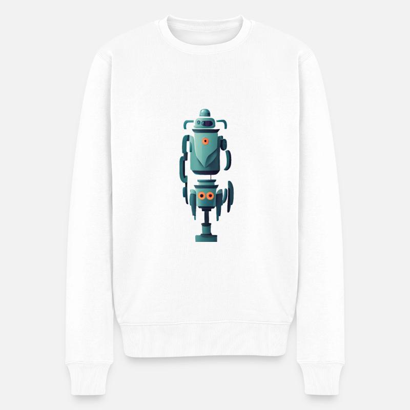 Roboter zweiteilig stehend - Männer Premium Bio Pullover - Weiß