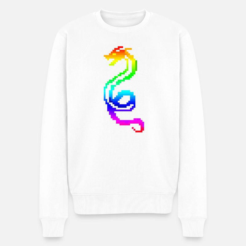 Bunter Retro-Drache - Männer Premium Bio Pullover - Weiß