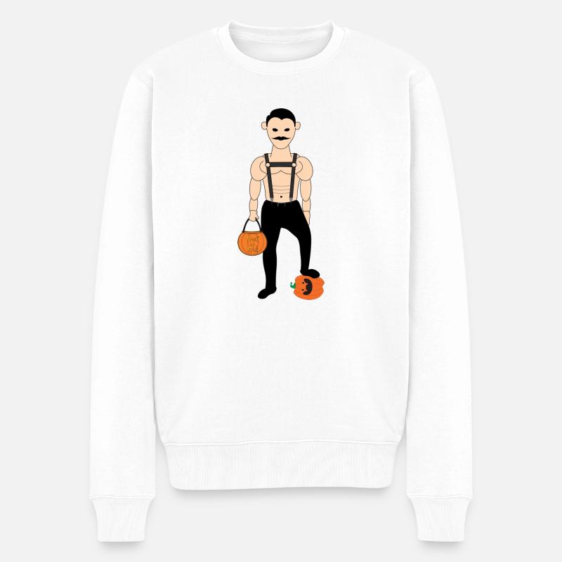Fröhliches Halloween - Männer Premium Bio Pullover - Weiß
