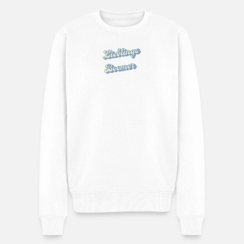Lieblings Boomer Retro Script - Männer Premium Bio Pullover - Weiß