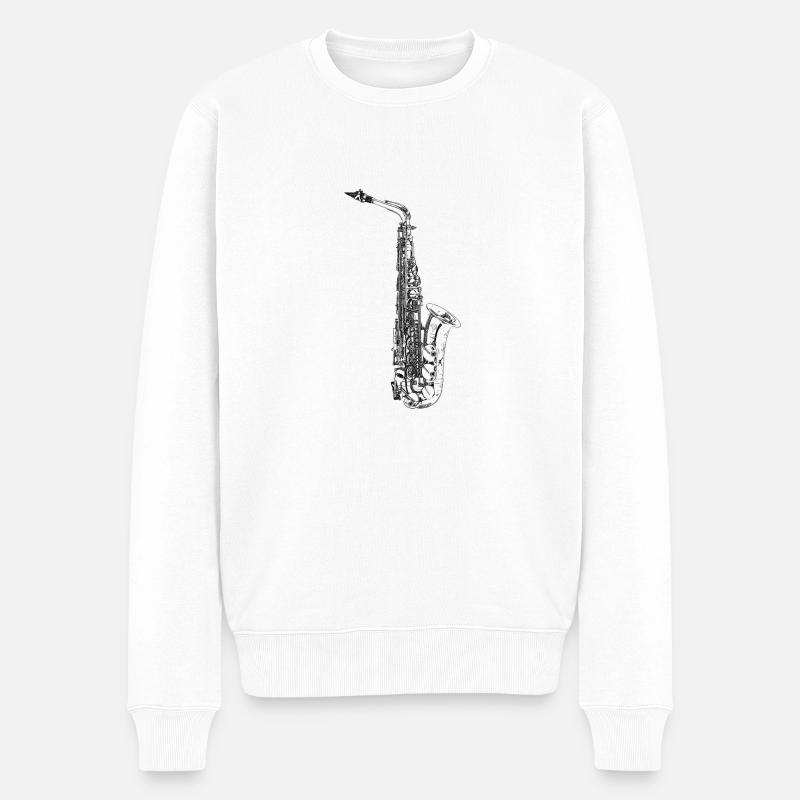 Saxophon - Männer Premium Bio Pullover - Weiß