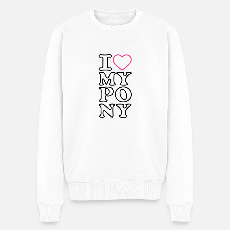 I love my Pony - Männer Premium Bio Pullover - Weiß