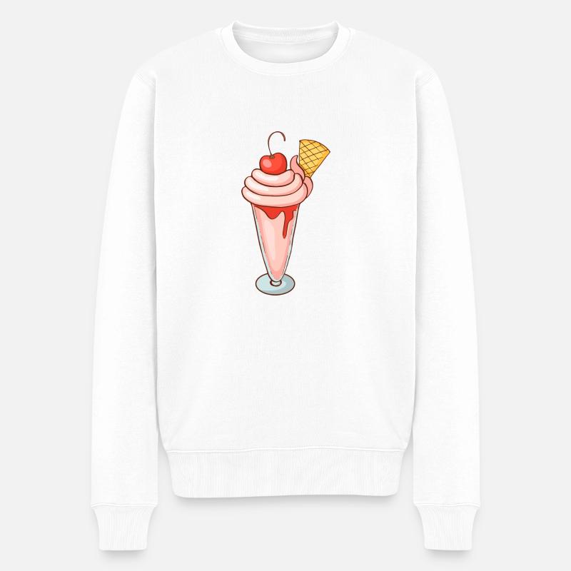 Eis Speiseeis Eiskrem Eiscreme Kugeleis Eisbecher - Männer Premium Bio Pullover - Weiß