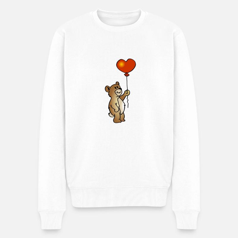 Teddy mit Herz - Männer Premium Bio Pullover - Weiß