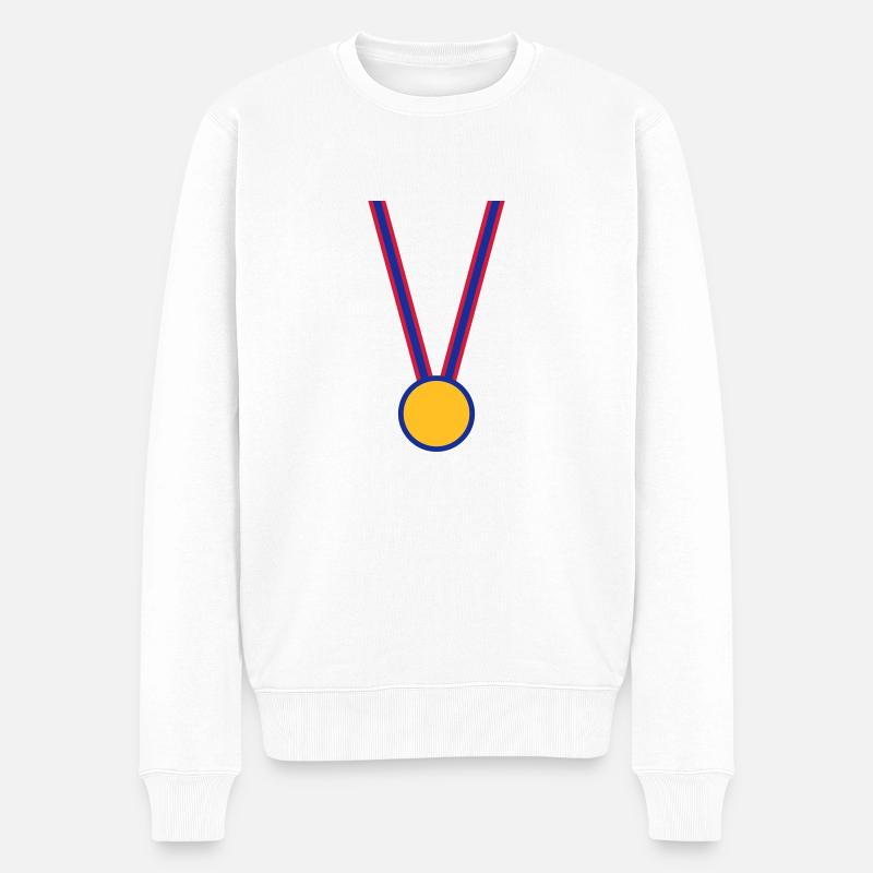 Medal - Männer Premium Bio Pullover - Weiß