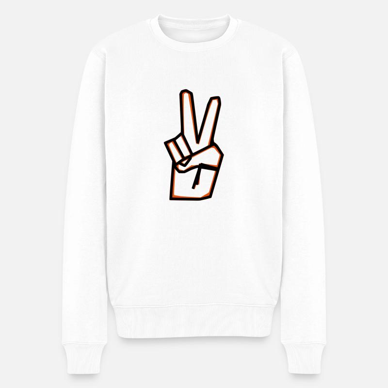 Peace Sign - Männer Premium Bio Pullover - Weiß