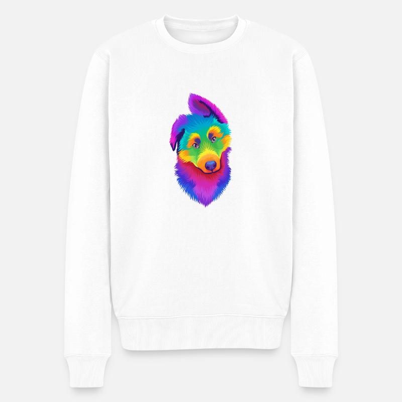 Pop Art Deutscher Schäferhund Welpe - Männer Premium Bio Pullover - Weiß