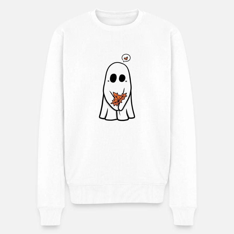 Halloween avec une feuille d’automne - Pull Premium bio Homme - blanc