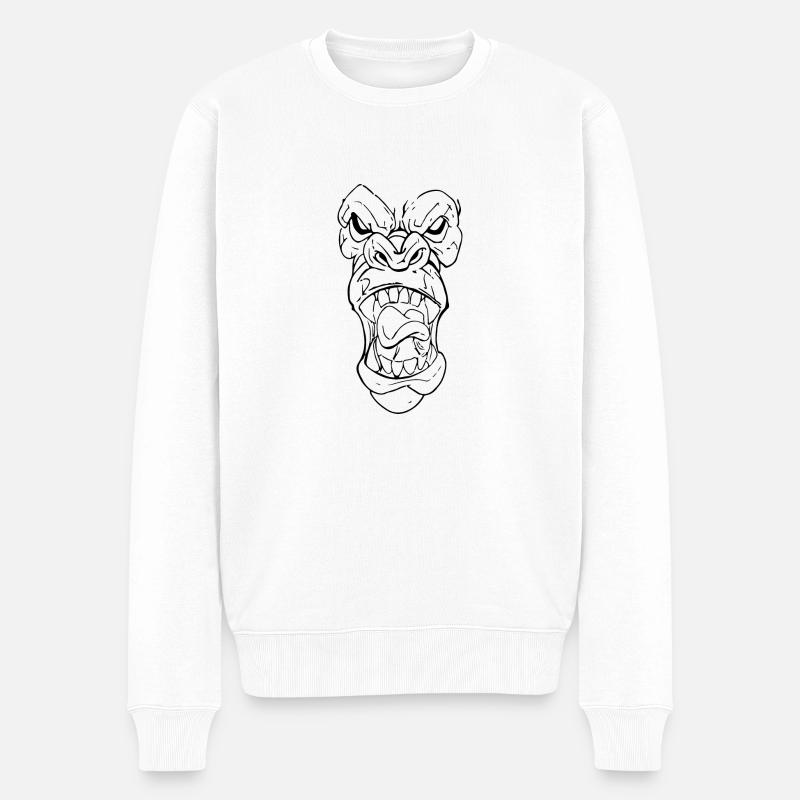 Wütender Gorilla Silberrücken - Männer Premium Bio Pullover - Weiß