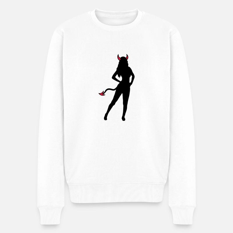 Teufel Hot Girl - Männer Premium Bio Pullover - Weiß