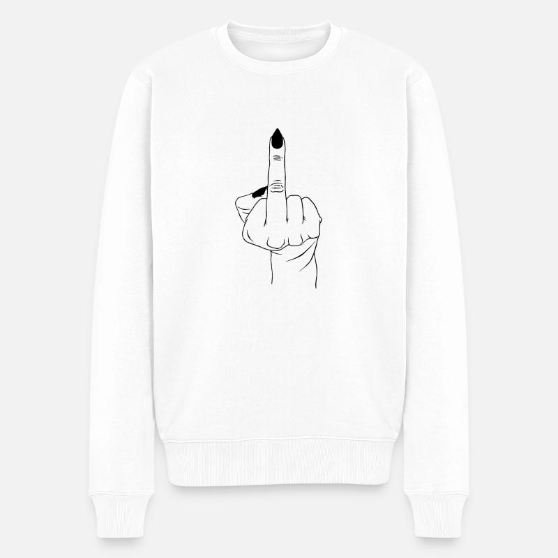Eingehängter Finger - Männer Premium Bio Pullover - Weiß
