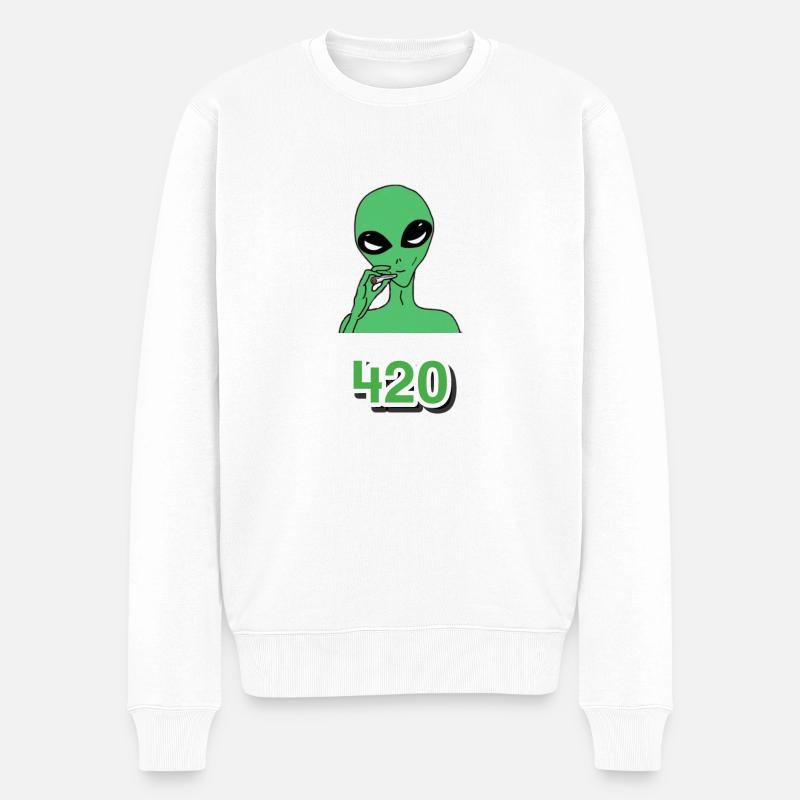 Alien 420 - Männer Premium Bio Pullover - Weiß