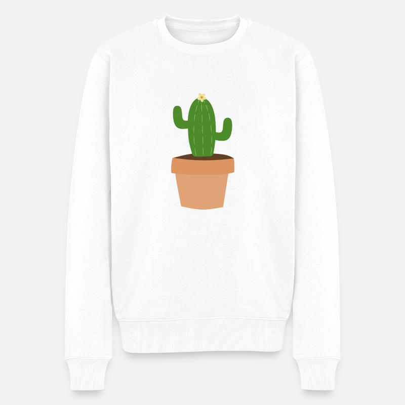 Kaktus - Männer Premium Bio Pullover - Weiß