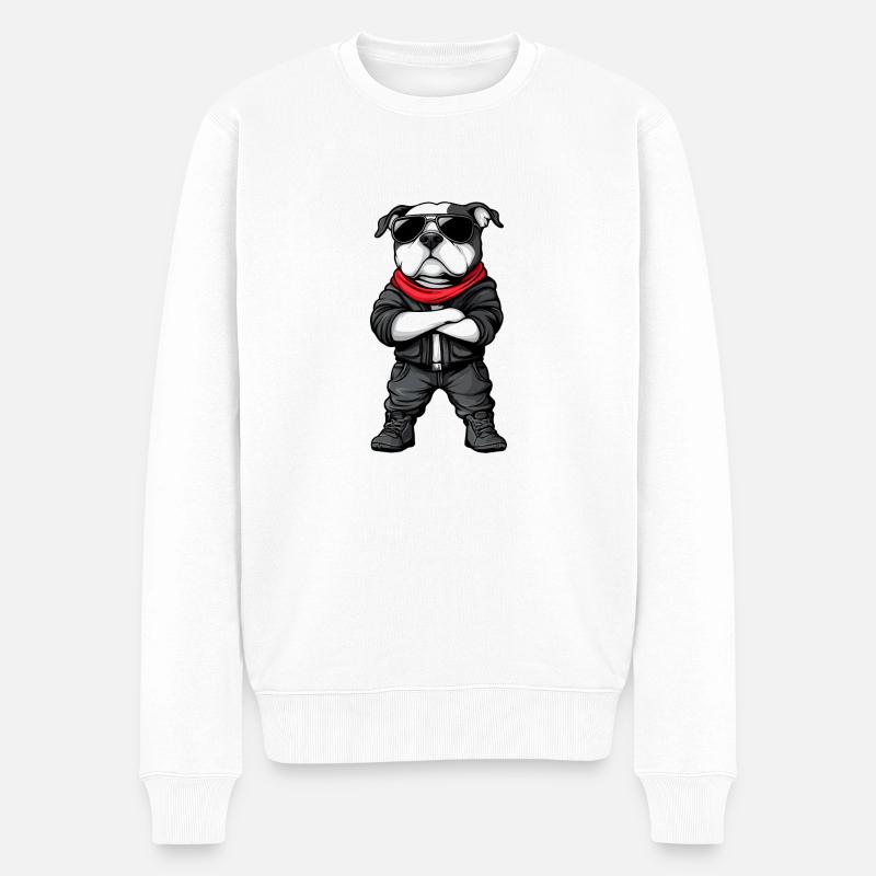 Staffordshire Hund Comic - Männer Premium Bio Pullover - Weiß