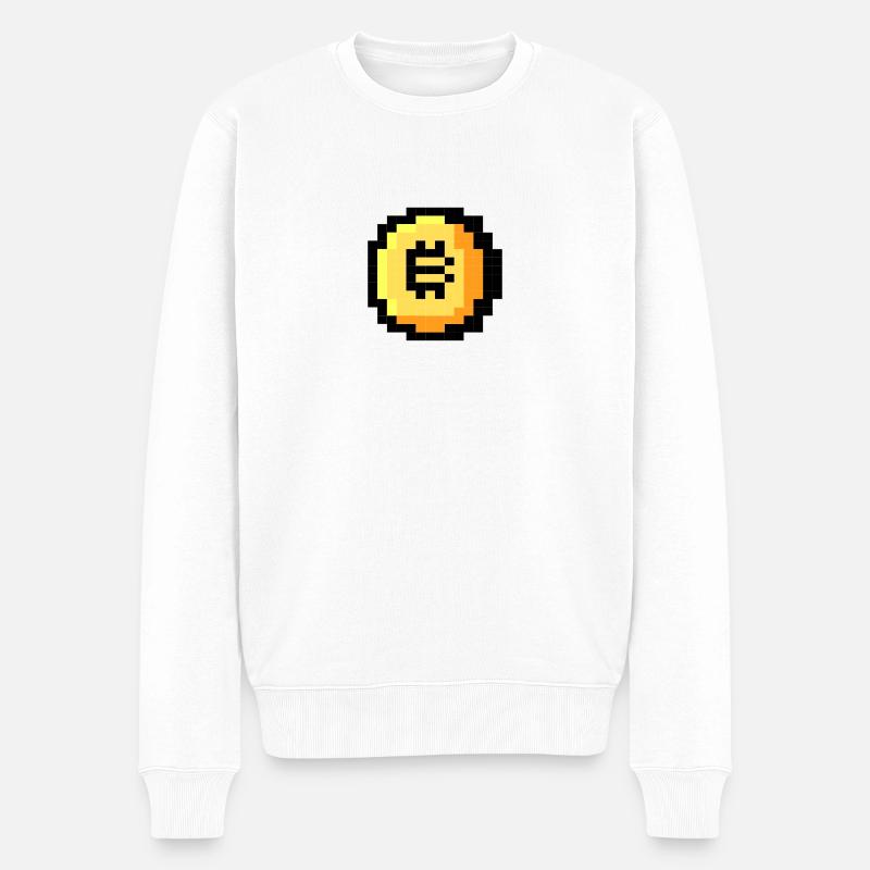 Pixel Bitcoin - Männer Premium Bio Pullover - Weiß