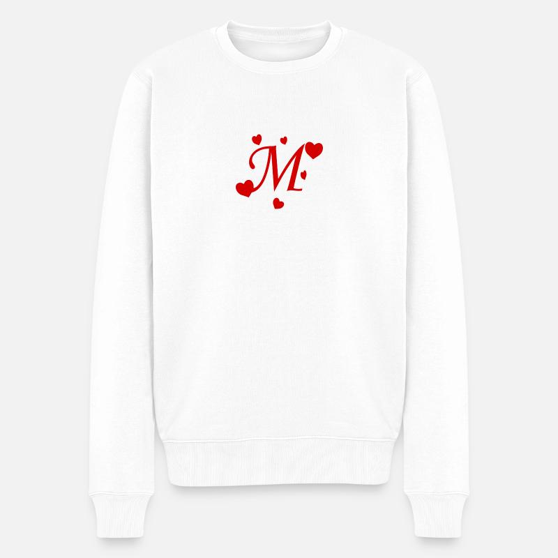Lettre M avec des coeurs - Pull Premium bio Homme - blanc