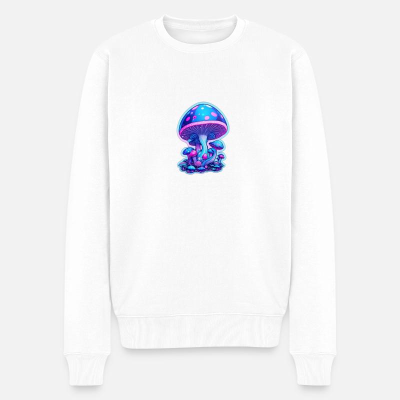 magic mushrooms blue - Männer Premium Bio Pullover - Weiß