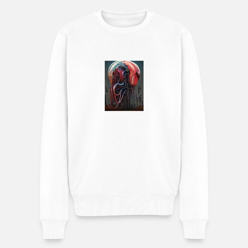 Futuristisches Flugschiff lebend Alien - Männer Premium Bio Pullover - Weiß