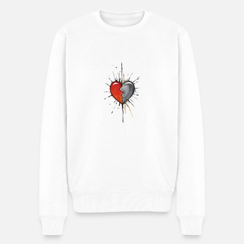 Splash inc. Heart 3 - Männer Premium Bio Pullover - Weiß