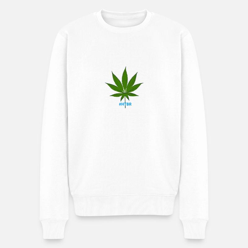 #Weed_HTBR - Pull Premium bio Homme - blanc