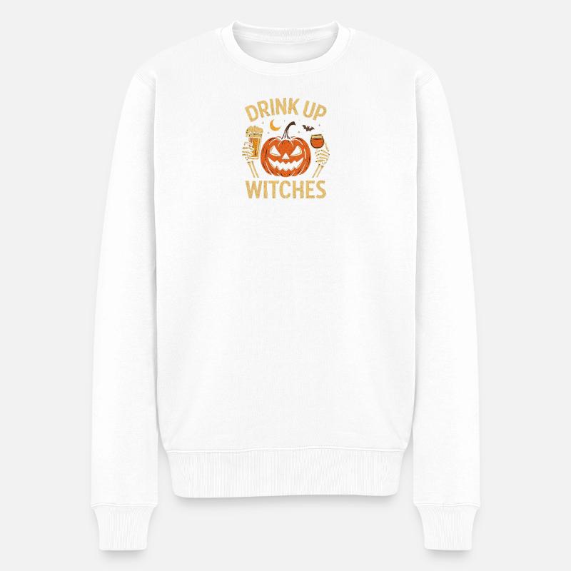 Drink Up Witches Halloween - Männer Premium Bio Pullover - Weiß