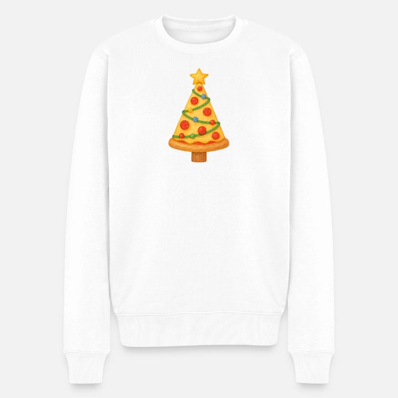 Sapin de Noël Pizza - Pull Premium bio Homme - blanc