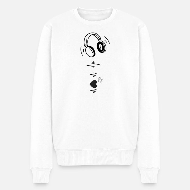 Herzschlagmusik - Männer Premium Bio Pullover - Weiß