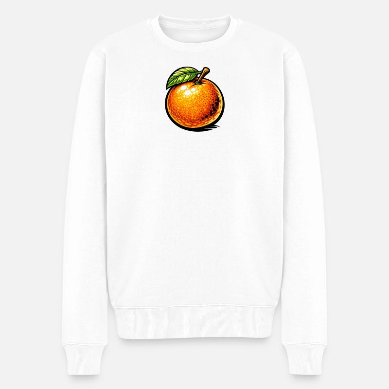 Comic Orange – Fruchtiges Illustrationsdesign 🍊 - Männer Premium Bio Pullover - Weiß