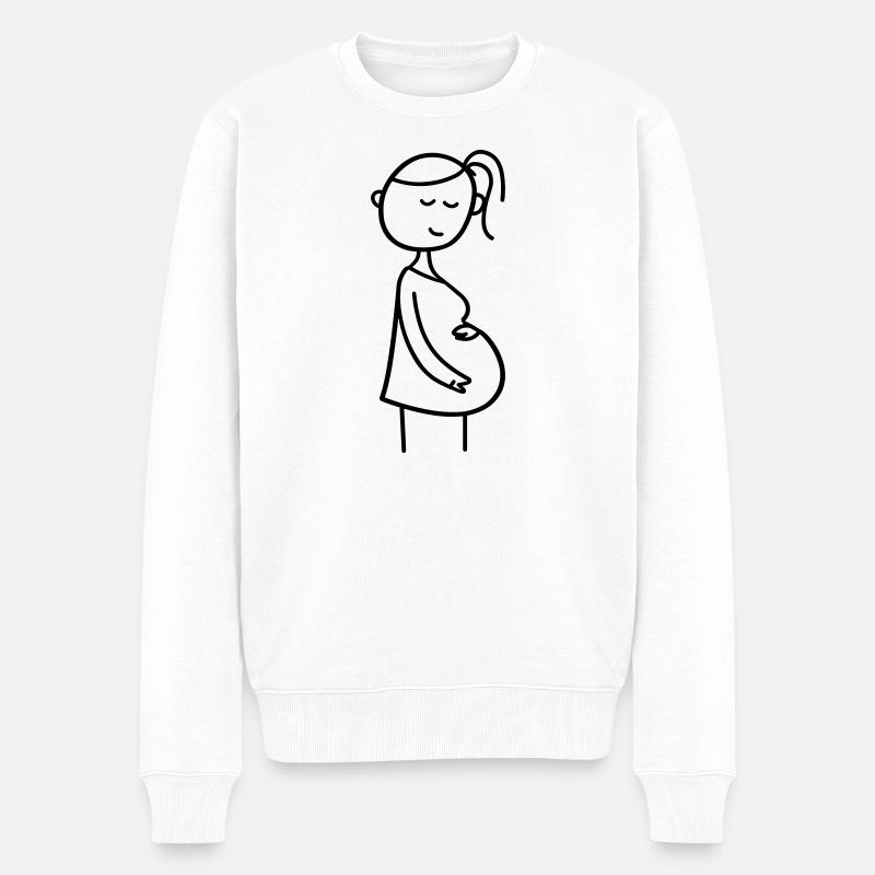 Schwangere - Männer Premium Bio Pullover - Weiß