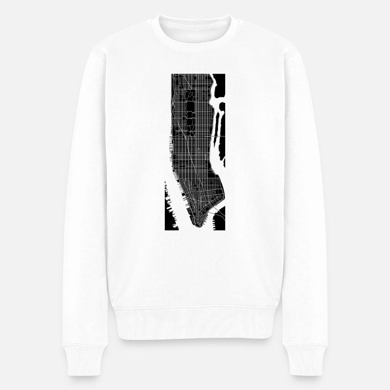 manhattan map - Männer Premium Bio Pullover - Weiß