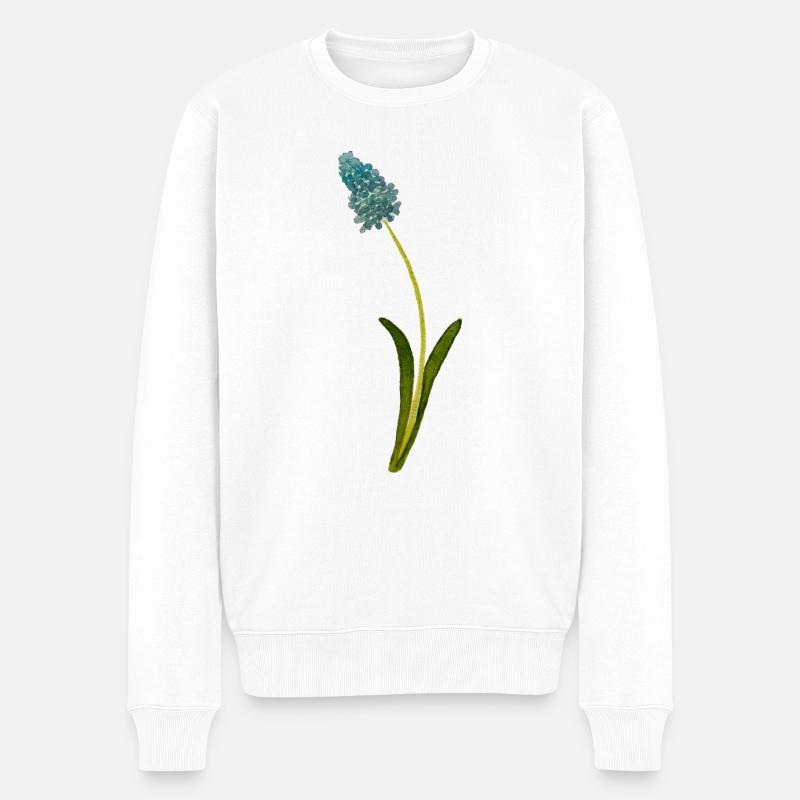 Trauben-Hyazinthe - Männer Premium Bio Pullover - Weiß
