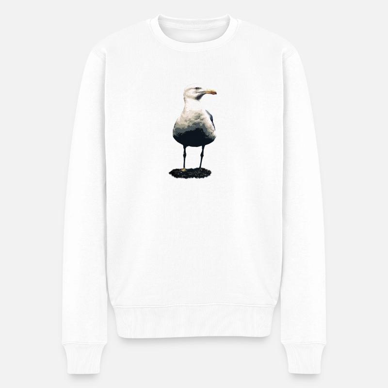 Möwe - Männer Premium Bio Pullover - Weiß