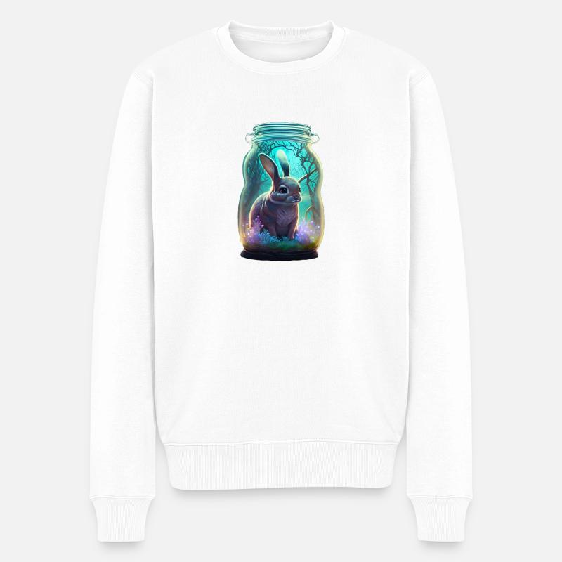 Un lapin dans un bocal - Pull Premium bio Homme - blanc