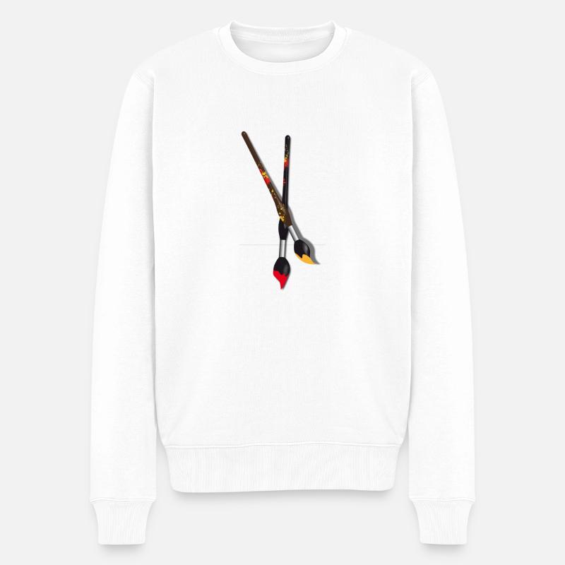 pinceaux2 - Männer Premium Bio Pullover - Weiß