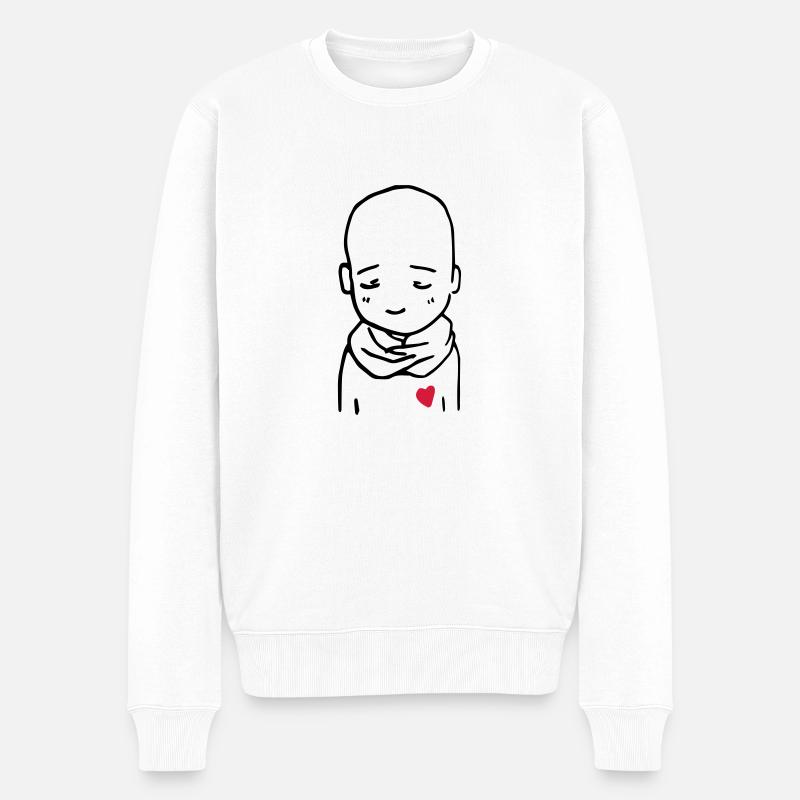 Schüchterner Junge - Männer Premium Bio Pullover - Weiß