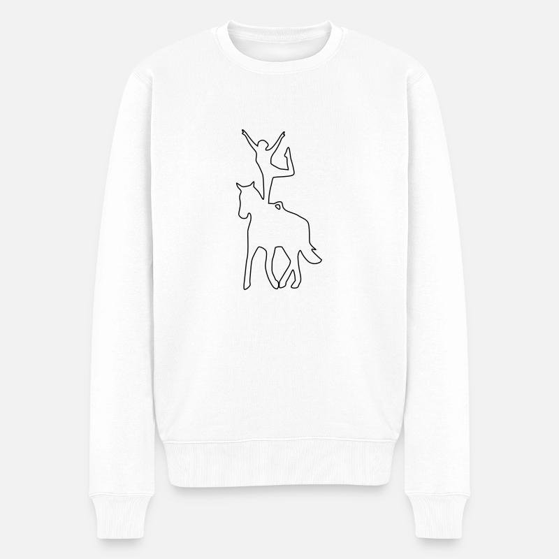 Voltigierer Stehend Einbeinig - Männer Premium Bio Pullover - Weiß