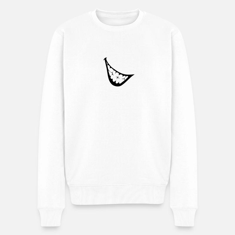Grinsen - Männer Premium Bio Pullover - Weiß