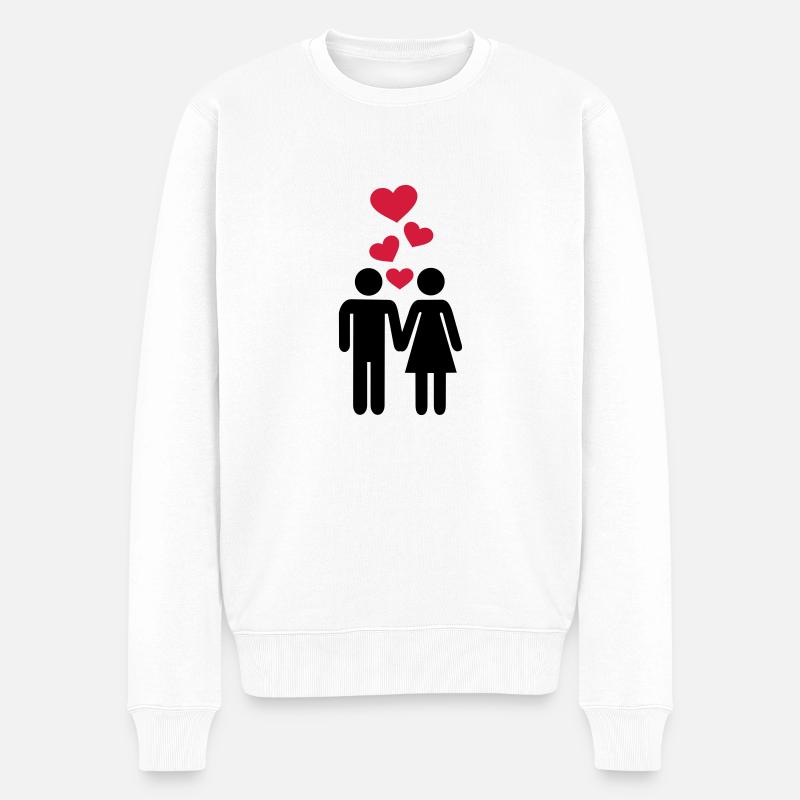 Paar Liebe - Männer Premium Bio Pullover - Weiß
