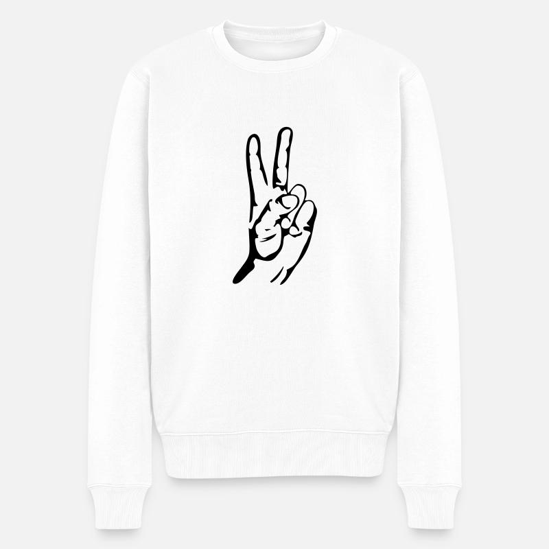 hand design peace - Männer Premium Bio Pullover - Weiß
