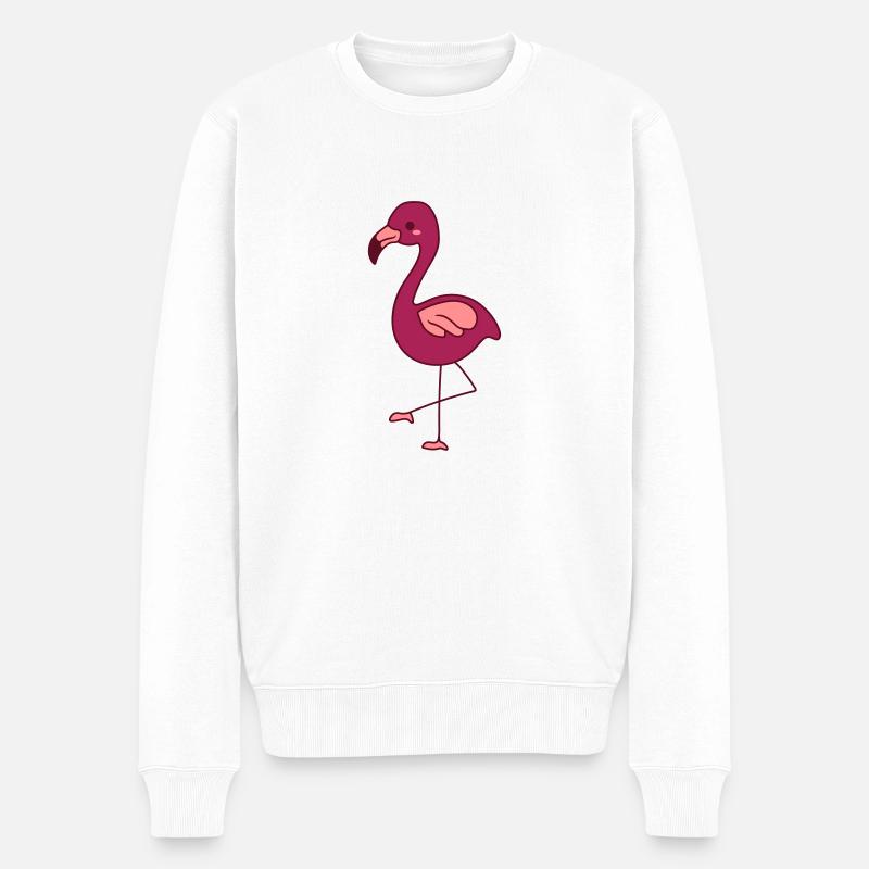 Suesser Flamingo Design - Männer Premium Bio Pullover - Weiß
