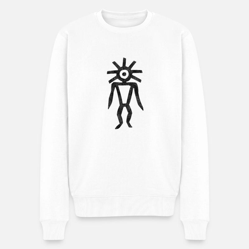 Petroglyphe - Männer Premium Bio Pullover - Weiß