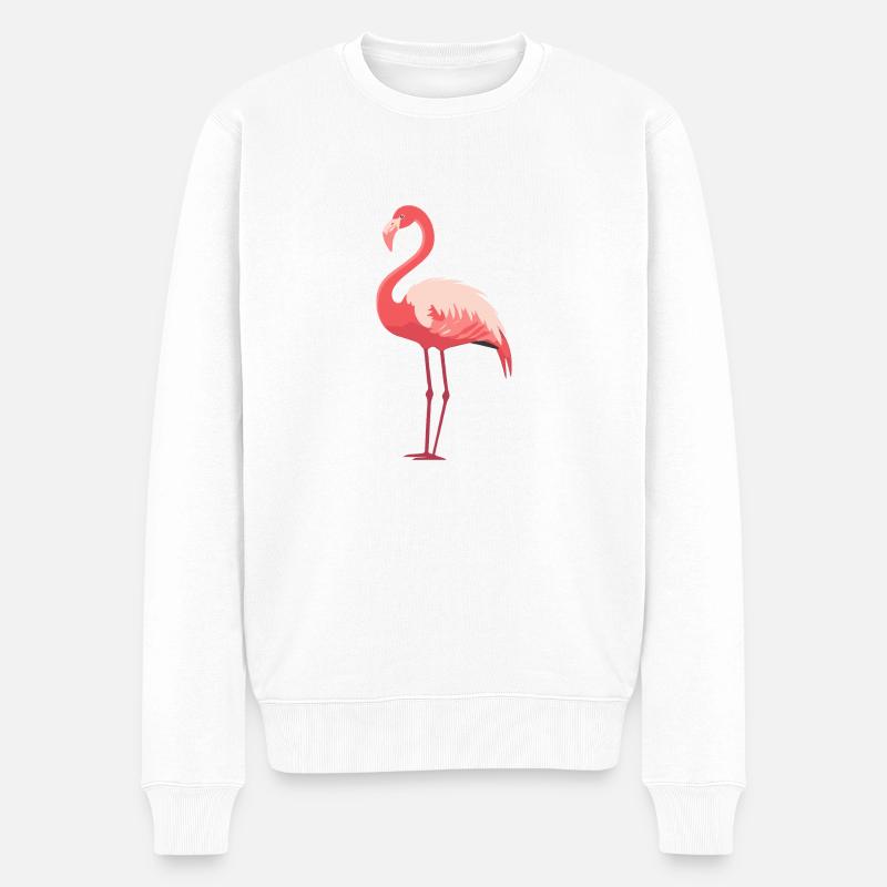 Flamingo Paradise: Été rose - Pull Premium bio Homme - blanc