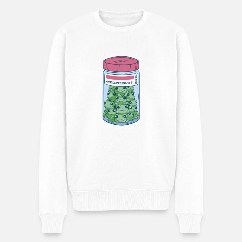 grenouilles dans un bocal - Pull Premium bio Homme - blanc