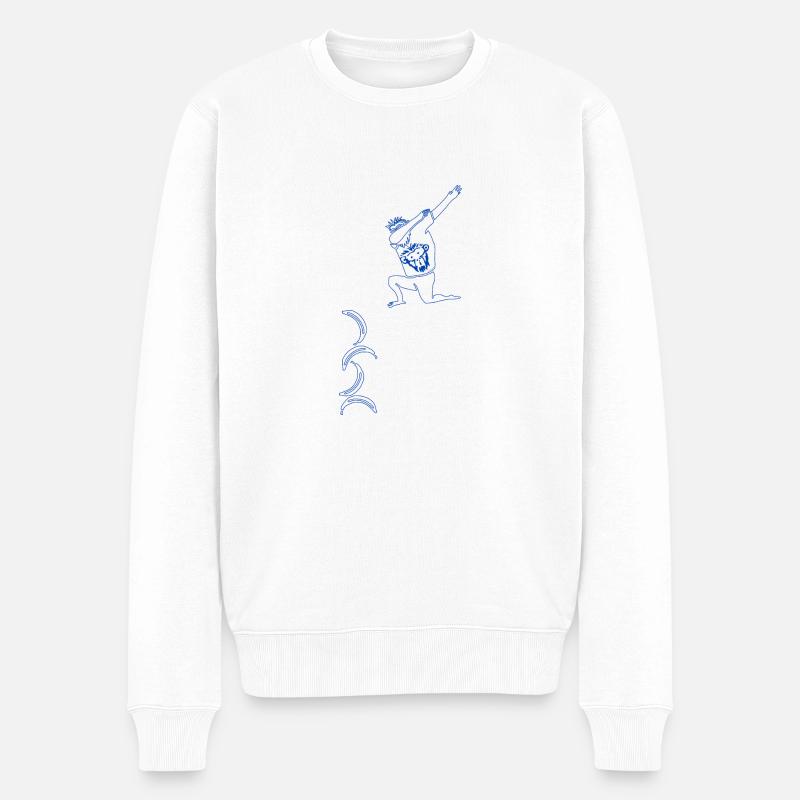 Schimpanse und Bananen - Männer Premium Bio Pullover - Weiß