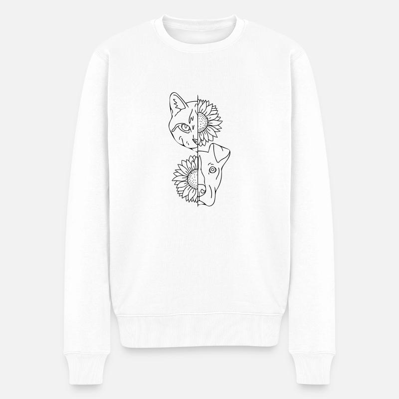 chat et chien - Pull Premium bio Homme - blanc