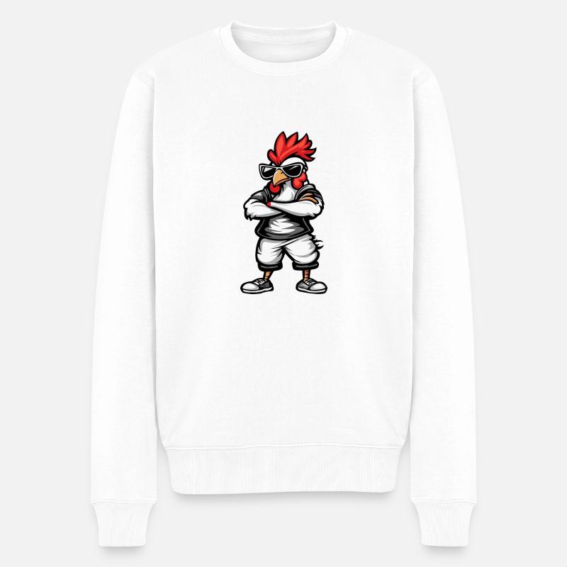 Hahn Comic Cool - Männer Premium Bio Pullover - Weiß