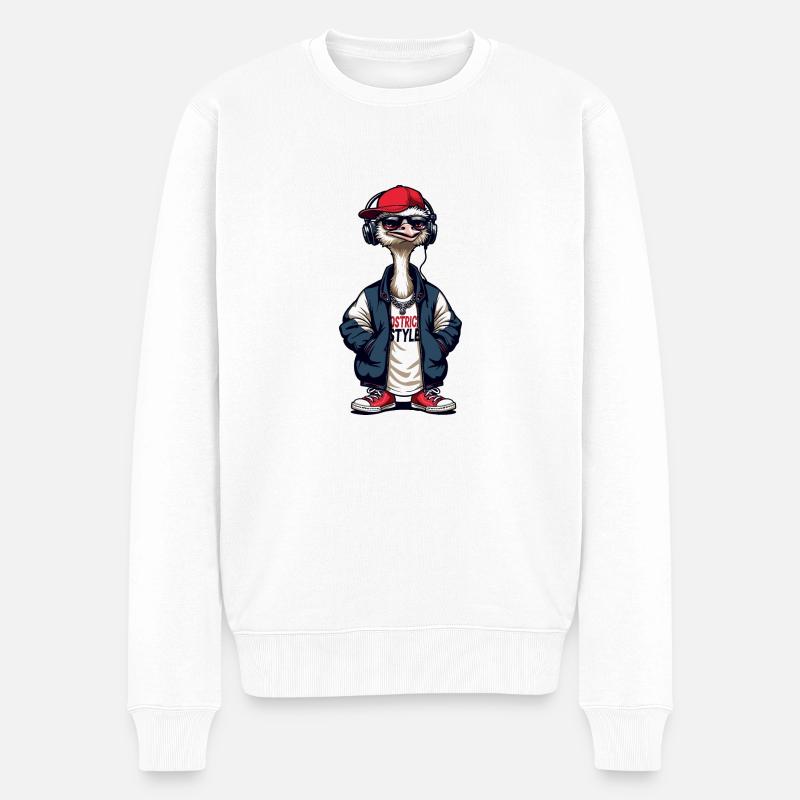 STRAUß - Männer Premium Bio Pullover - Weiß