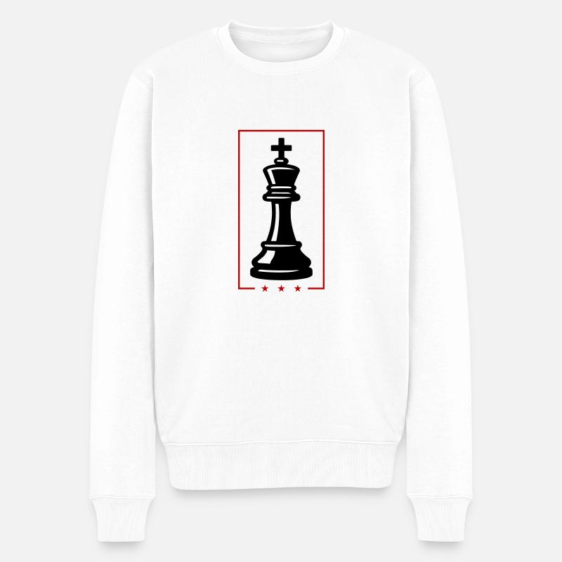 König Schachfigur - Männer Premium Bio Pullover - Weiß