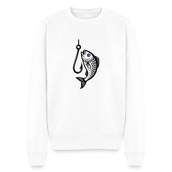 Fish Hook Fish Icon - Men's Premium Organic Jumper - white - Front - Thijin (182cm)